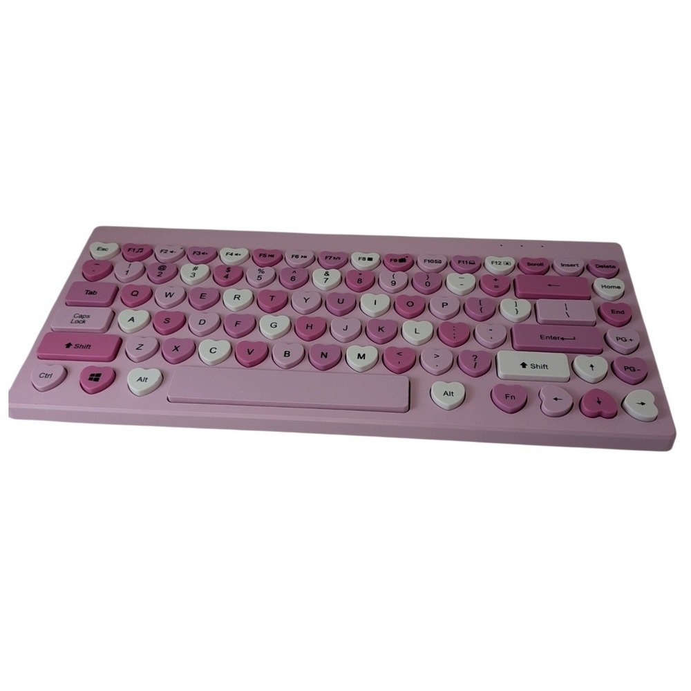 Tech!fy Wireless Heart Keyboard Pink White Heart Shaped Keys Compact Design 12"